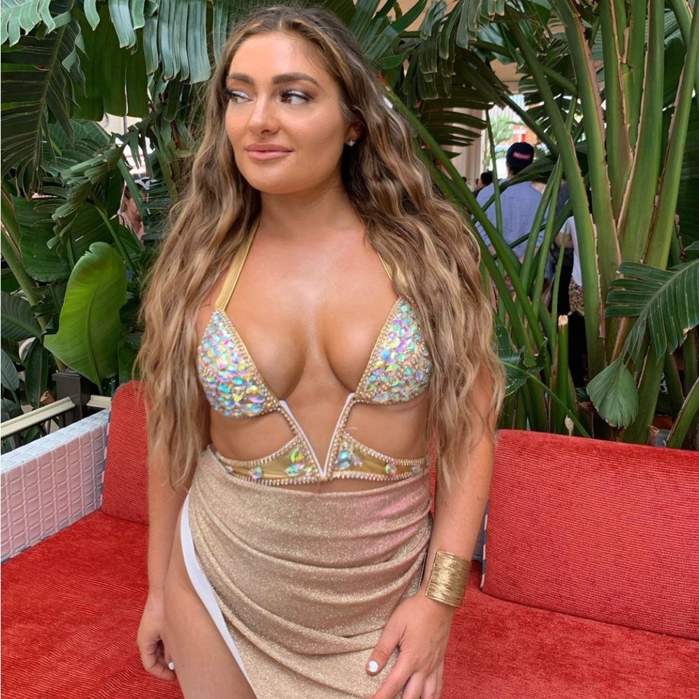 Rhinestone rave samba festival bikini top